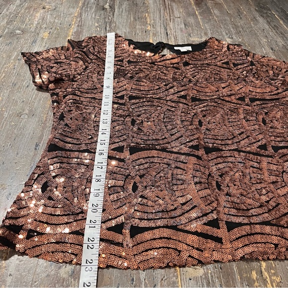 S.C.Society Rose Gold Sequin With Black Under Lay Womens Sz Large - Picture 6 of 7